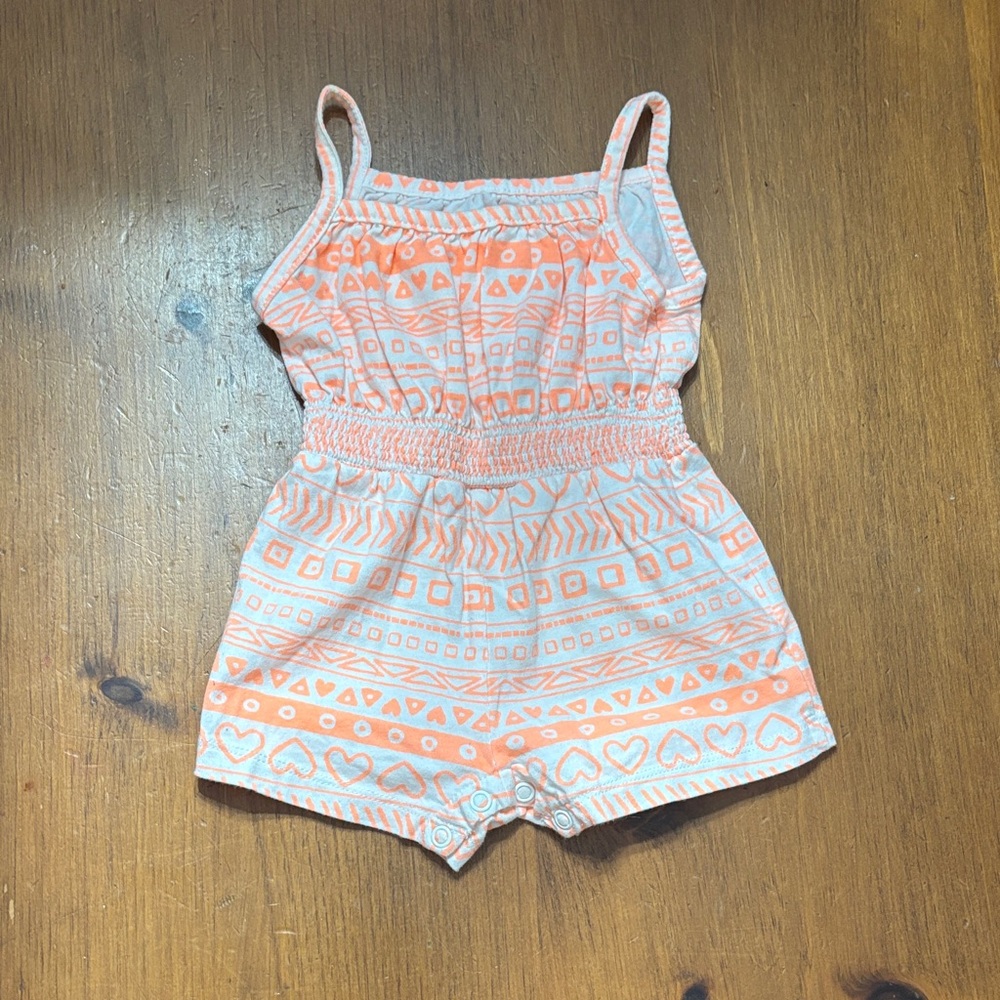 ❤️3-6M Joe Fresh Girls' Coral Patterned Romper